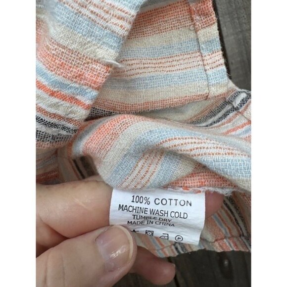 Kindred Womens Striped Top Square Neck Blouse Elastic Waist Short Sleeve L - Picture 3 of 4